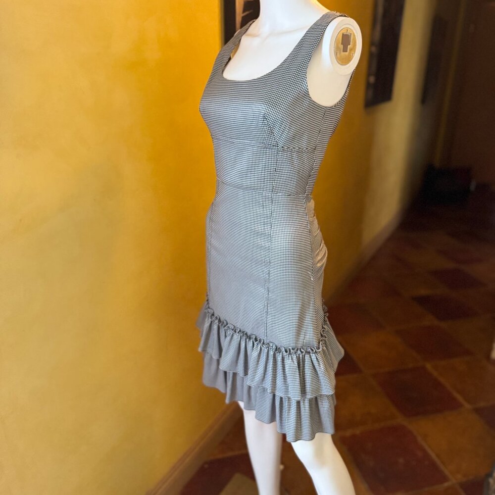 Betsey Johnson Black & White Gingham Tiered Ruffle Mini Dress Size 6 | NWT!
